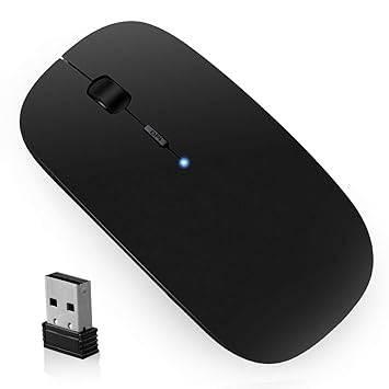 Vannico Kabellose Maus Wiederaufladbare, 2.4G Mouse Wireless Funkmaus, Geräuschlose Tragbar Mäuse mit USB Empfänger, Optische