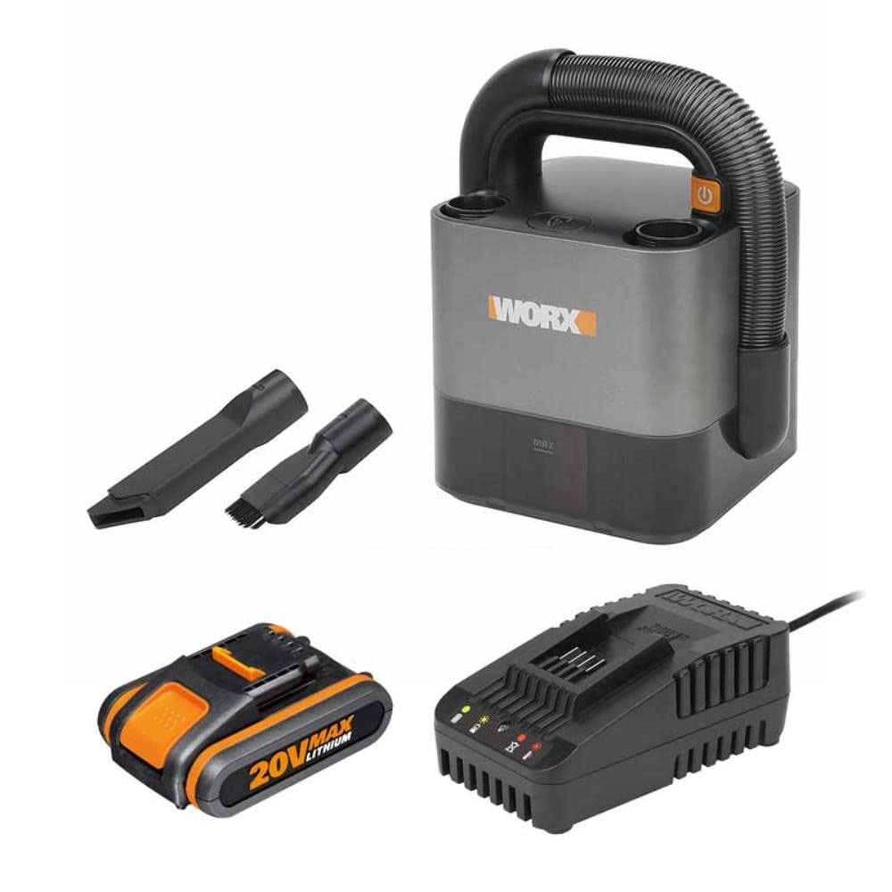 WORX WX030 Cubevac 20V Cordless Compact Vacuum Cleaner with 2.0Ah Battery and Charger - Lightweight, Portable Handheld Vacuum for Home, Car, and Office - Powerful Suction, Versatile Cleaning
