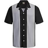 Hardaddy Men's Camp Collar Retro Vintage Bowling Button Down Shirt with Pocket Casual Short Sleeve Beach Shirts Summer