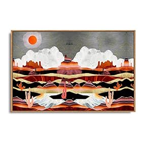 Framed Canvas Home Artwork Decoration Abstract Mountain Nature Scenery Canvas Wall Art for Living Room, Bedroom - 16x24 inches