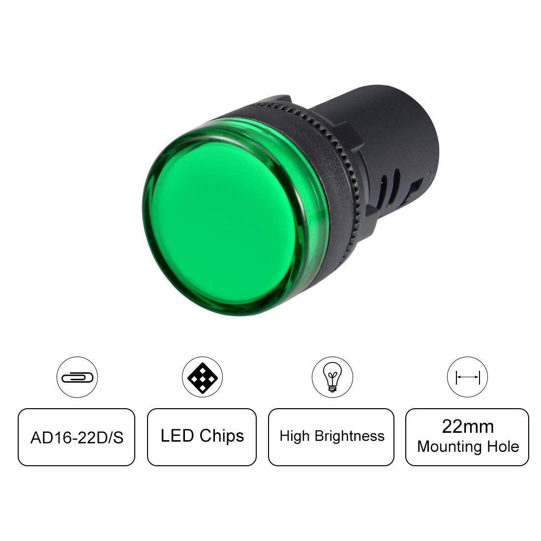 uxcell 10Pcs Green Indicator Light AC 380V, 22mm Panel Mount, for Electrical Control Panel, HVAC, DIY Projects: Industrial & Scientific