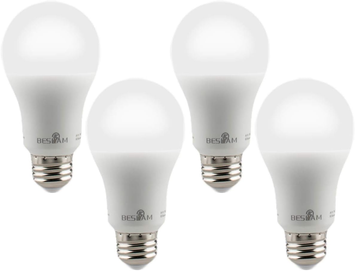 BESLAM LED Bulbs 100 Watt Equivalent A19 Dimmable LED Light Bulbs, 1052 Lumens Super Bright, 2700K Warm White Glow, CRI 80+, E26 Medium Screw Base, UL Listed & Energy Star (4 Pack)