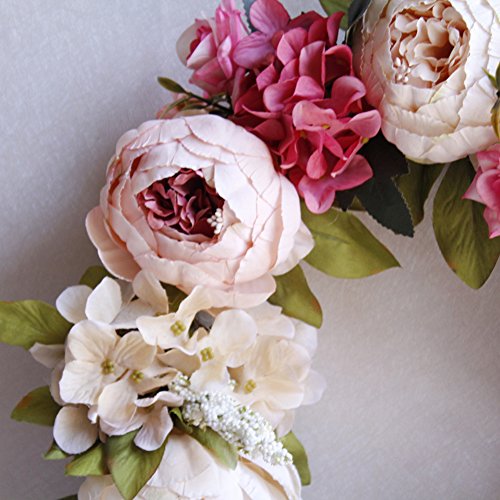 Etbotu Simulation Peony Wreaths,Floral Garland,Wedding Decoration Household Wall Hanging Flowers,Pink