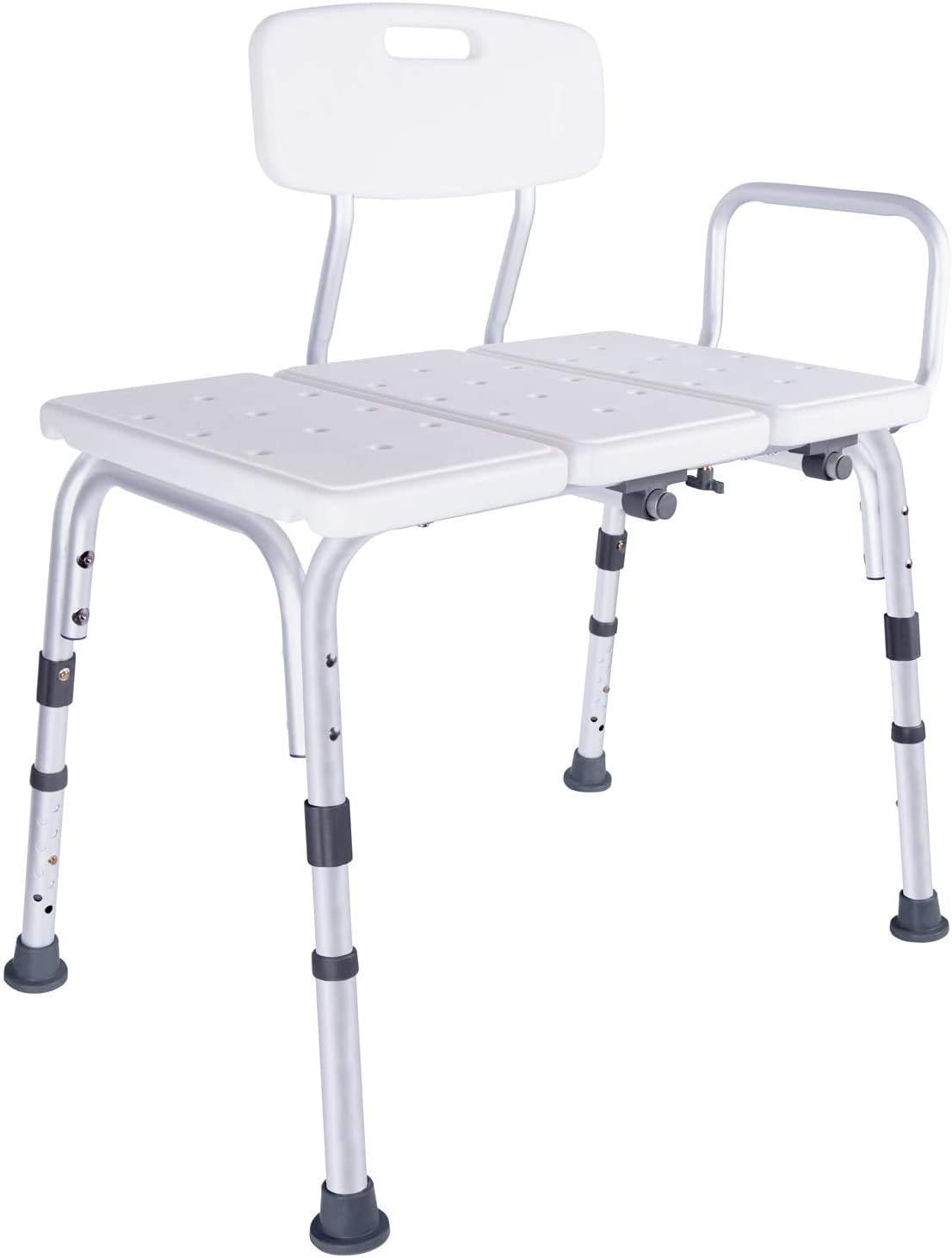Vaunn Medical Bathroom Safety Bundle - Adjustable Bathtub Safety Grab Bar Rail and Shower Transfer Bench: Health & Personal Care