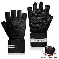 Mirviory Weight Lifting Gloves for Men Women, Gym Gloves with Built-in Wrist Wraps, Double Stitching for Extra Durability, Workout Gloves for Powerlifting, Fitness, Rowing, Body Building (l)