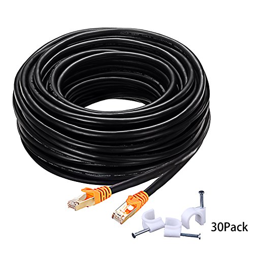 Buy Cat 7 Outdoor Cable 60 Ft with Cable Clips,Ruaeoda 26AWG