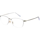 Cyxus Minimalist Stainless Blue Light Blocking Glasses Woman Men, Square Eyewears Anti-Glare Computer 8342