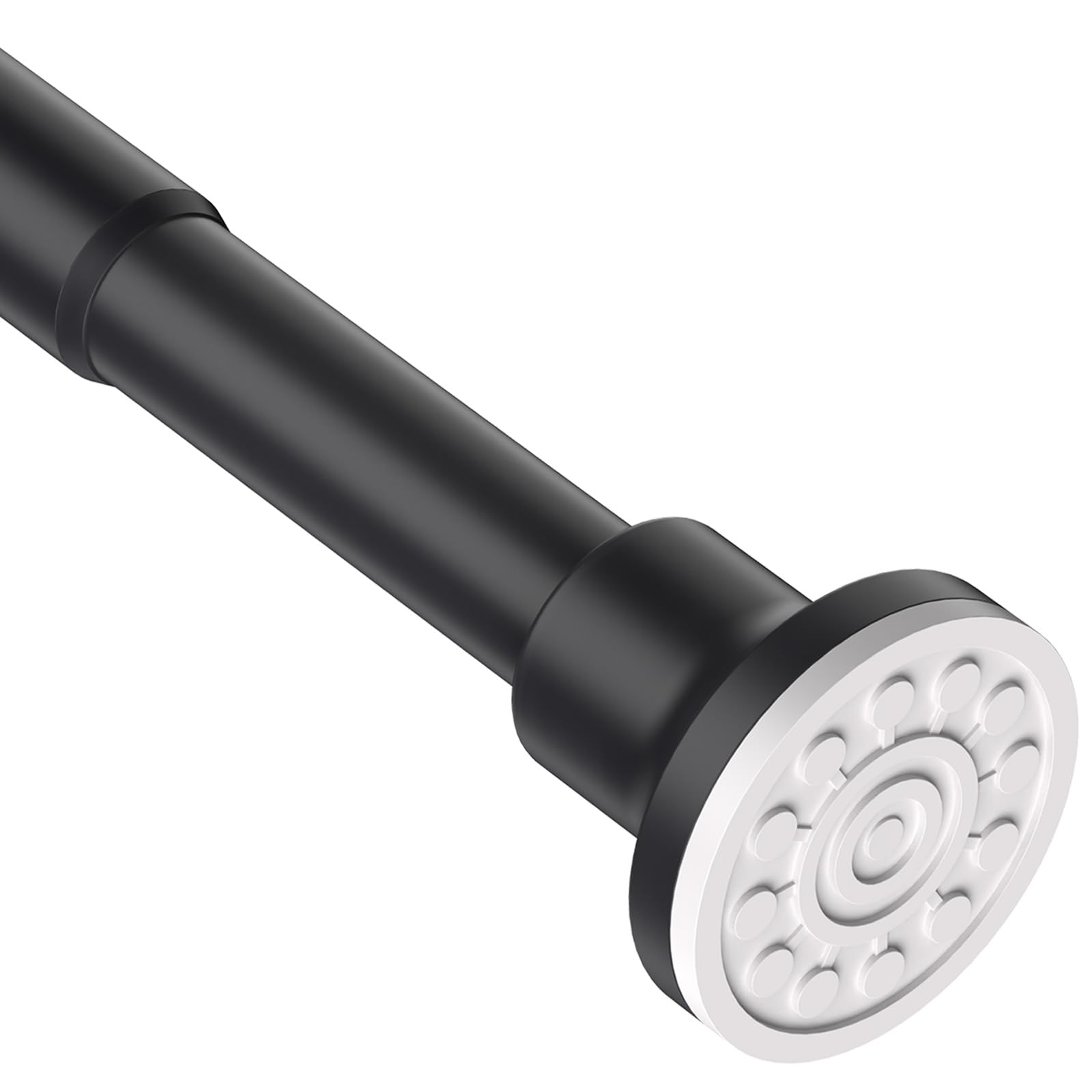Shower Curtain Pole Black Matt， Adjustable Telescopic Shower Curtain Rod 72-255cm， Shower Curtain Rail No Drilling and Stainless for Bathroom Window