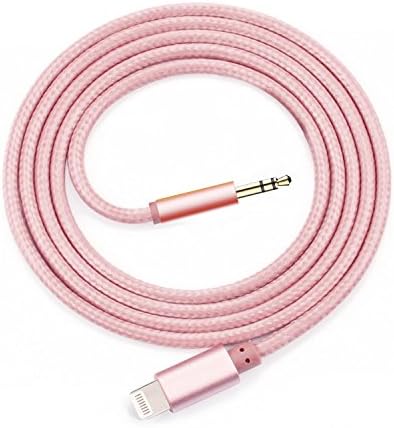 Coopsion iPhone 7 Earphone Adapter Braided Lightning Connector to 3.5mm Car Audio Jack Adapter Cord (Rose)