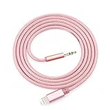 Coopsion iPhone 7 Earphone Adapter Braided Lightning Connector to 3.5mm Car Audio Jack Adapter Cord (Rose)