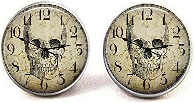 Vintage Skull Clock - Steampunk earrings