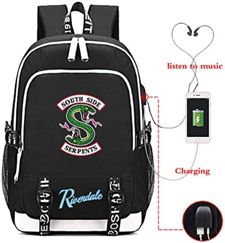 Timmor Riverdale Unisex Backpack Middle School College Canvas Bag, Laptop Backpack for Women Men with USB Charging Port. (Style2)
