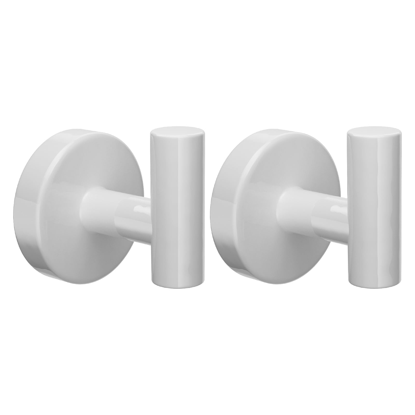 YUET 2 Pcs Bathroom Towel Hook,Screw in Metal Coat Hooks Matte Robe Hook SUS 304 Stainless Steel Heavy Duty Door Hanger Towel Robe Clothes Closet Sponges Holder for Bathroom Hotel (White)