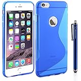 iPhone 6 Plus Case - LK S Shape Slim TPU Gel Rubber Soft Skin Silicone Case Cover for iPhone 6 Plus (5.5inch) + Stylus Pen (TPU - Blue)