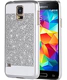 Galaxy S5 Case,S5 Case, BENTOBEN Luxury Shiny Bling PC Case with Crystal Sparkly Protective Cover for Samsung Galaxy S5 Silver