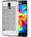 Galaxy S5 Case, BENTOBEN Glitter Sparkly Bling Luxury Ultra Slim Hard Cover Laminated with Shiny Faux Leather Protective Case for Samsung Galaxy S5 (i9600), Silver