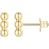 PAVOI 14K Gold Plated 925 Sterling Silver CZ Simulated Diamond Earrings | Dainty Geometric Shape Mini Bar Stud Earrings for Women