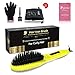Gisala Metal Ceramic Heater Hair Straightening Brush,450℉/230℃,Auto Lock,Anti Scald,Adjustable Temperature,Instant Heat Up Hair Straightener(Light Yellow)