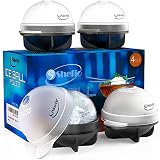 Unique Ice Ball Maker Sphere Mold - 4 Pack - Round Ice Cube Mold - Make Large 2.5-inch Ice Cube Balls for Whiskey - Lightweight, Flexible & Durable Spherical Silicone Ice Tray- Black