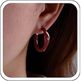 TseanYi Burgundy Enamel Red Accent Hoop Earrings Vintage Acrylic Round Hoop Earring Classic Enamel Huggie Circle Earrings Round Burgundy Huggie Earring