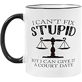 Yanprint Lawyer Judge Coffee Mug Gifts,I Can't Fix Stupid But I Can Give It A Court Date,Funny Witty Attorney US Court Feminist Law Judge Jury Legal Practitioner Defender Cup 11oz