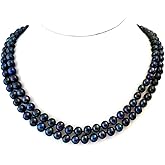 Elegant Double-Strand Freshwater Pearl Necklace for Women | 7-8mm Black Pearls Necklace - Perfect for Party, Gifts, and Formal Events