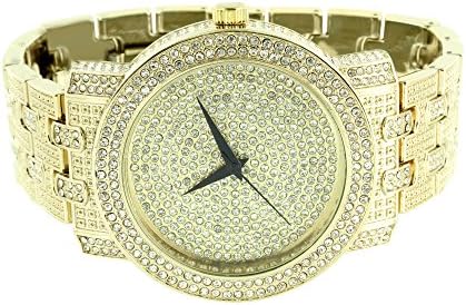 Watch Gold Finish Mens Joe Rodeo JoJo Jojino Simulated Diamonds