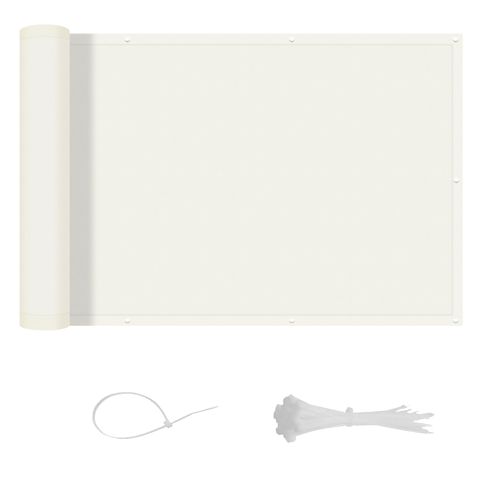 LOVE STORY Balcony Privacy Screen 75x500cm - Waterproof Balcony Railing Cover(PES),Dividing and Protective Screens for Balconies,UV Protection for Apartment Railings,Outdoor Garden,Cream