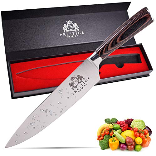 MRKPRESTIGE Chef Knife 8 inch Chefs Knife High Carbon Stainless Steel Kitchen knife - Suitable for Chopping, Slicing, Dicing, Cutting Meat, Bread, and Veggies