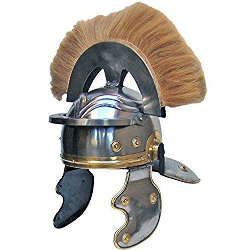 Deluxe Roman Centurian Officer's Helmet - Steel - Side To Side Plume