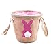 Easter Egg Basket for Kids Bunny Burlap Bag to Carry Eggs Candy and Gifts (Bunny Pink)