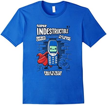 Men's Super indestructible kawaii funny superhero phone t-shirt XL Royal Blue