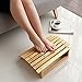 Ergonomic Bamboo Footrest Foot Stool Under Desk Footrest with Massager Rollers for Office Home