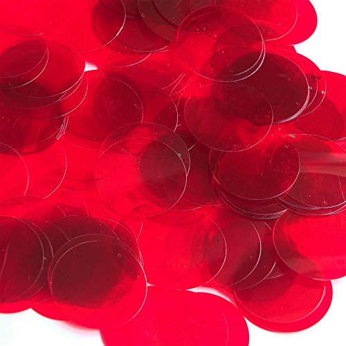 Sequin 30mm Round Ruby Red Transparent See-Thru Loose Paillettes. Costume, theater, display, arts, crafts, embellishment.