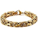 SeiMios Chain Link Bracelet for Men, 6mm Stainless Steel Byzantine Bracelet Polished 8.6 Inches