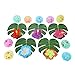 Shappy 98 Pieces Hawaiian Luau Theme Party Decorations, Including 24 Pieces Tropical Palm Leaves, 24 Pieces Luau Flowers and 50 Pieces Multi-Color Umbrellas