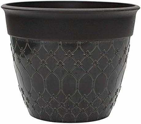 Happy Planter 608410079175 Planter, 14.8" x 14.8" x 12", Mist Black Fusion
