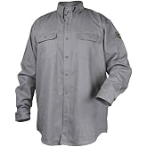 Black Stallion (WF2110 Cotton Work Shirt, 7 oz Flame Resistant AR/FR Cotton &amp; Stitching, Shatter Proof Buttons, Pockets