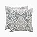 HWY 50 Decorative Linen Throw Pillows Covers Set 18x18 Inch Embroidered Geometric Accent Throw Pillow Cover Cushion Cases for Couch Sofa Living Room Pack of 2 Grey Gray