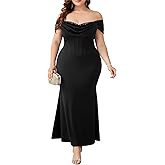 CYCLAMEN Women's Plus Size Formal Off The Shoulder Dress Mermaid Maxi Bodycon Evening Gowns Cocktail Prom Party Dresses
