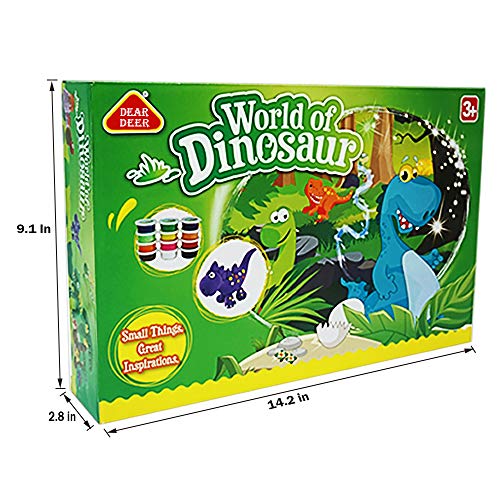 Dear Deer Dinosaur World Super Light Air Dry Clay Set DIY Craft Kit with 24 Cans Modeling Clay and 4 PCS 3D Dinosaur Molds in a Jumbo Egg For Kids - Thumbnail 6