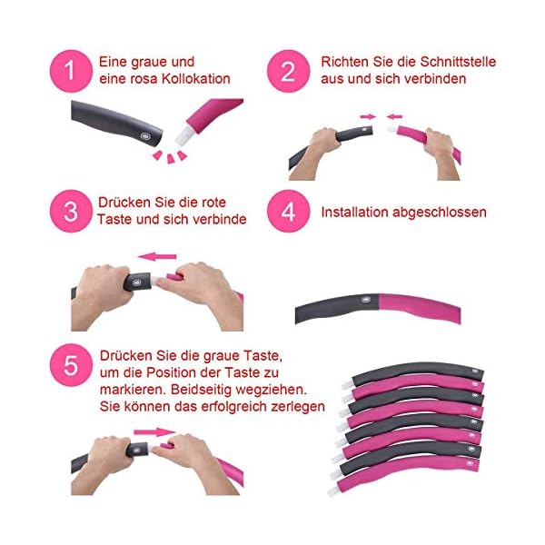 Weighted-Hula-HoopWeighted-Hula-Hoops-for-Adults-Gymnastics-Hoop-with-Foam-Adjustable-Weight-for-Adults-Fitness-Sports-Home-Abdominal-Shaping-PinkGrey Weighted Hula Hoop,Weighted Hula Hoops for Adults, Gymnastics Hoop with Foam, Adjustable Weight, for Adults Fitness…