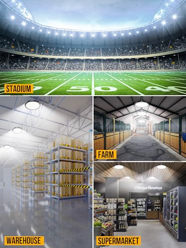 TASINUO - LED Garage Light 200 W, 2 Pieces, 20000 Lumen, UFO LED Garage Light, IP65, Waterproof, Outdoor Lamp, 7000 K, Cool White, Workshop, Warehouse, Basement, Factory,
