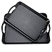 Fecihor Set of 2 Pieces Multi-Purpose Rectangular Waterproof Plastic Serving Tray with Wide Handle, Black 16.5'' x 11'' and 14.5'' x 9''