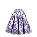 Vivibridal Women's A-Line Vintage Pleated Floral Print Midi Skirt