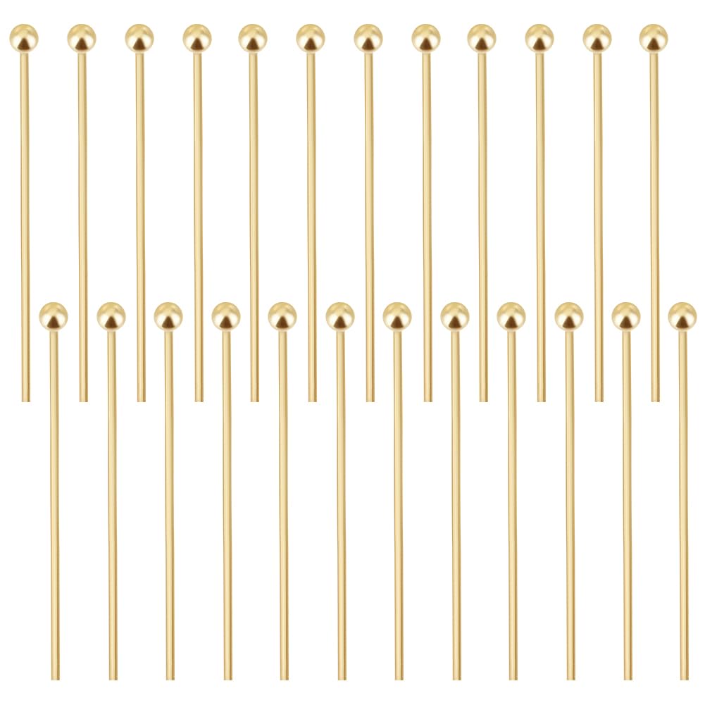 Beebeecraft 200Pcs/Box 25mm 1 Inch 22 Gauge Ball Head Pins 18K Gold Plated Stainless Steel Eye Quilting Satin Straight Pins for Sewing Dressmaker Jewellery Making DIY Craft Head 1.8mm