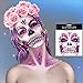 Leoars Full Face Gems Jewels, Halloween Temporary Face Tattoos, Rhinestone Face Jewels Tattoo Stickers, Crystals Body Gems Stick on Face for Festival Rave Party Outfit