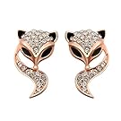 Rose Gold Platinum Plated Stud AAA Zirconia Fox Earrings L437 (rose-gold-plated-base)