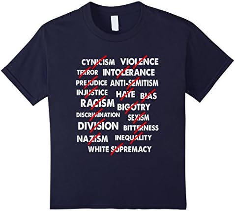 Kids ANTI-HATE PEACE LOVE T SHIRT Protest Rally Bullying Resist 12 Navy