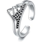 Flpruy 925 Sterling Silver Adjustable Toe Ring/Knuckle Ring - Flower/Mountain/Cat Ring Hawaiian Toe Rings for Women Summer Beach Barefoot Jewelry